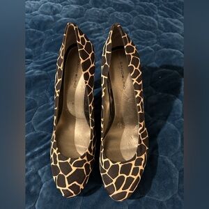 Bandolino Giraffe Print Heels in Black and Cream